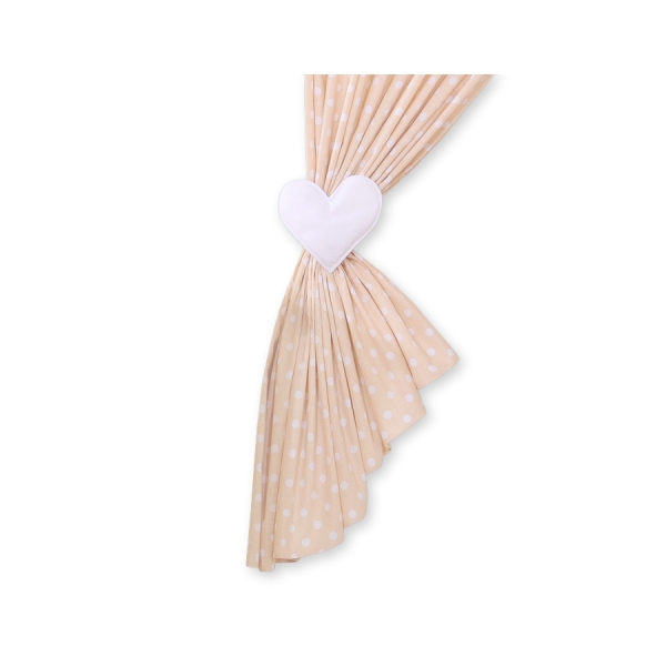 Gordijnen voor Babykamer - Harten Beige Polkaprikker