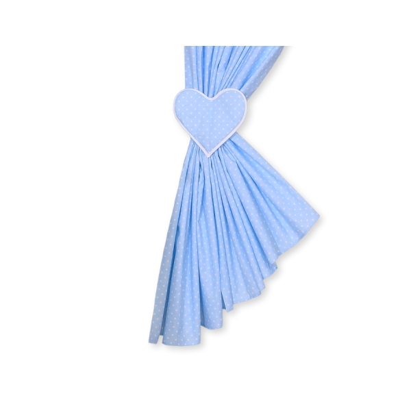 Gordijnen voor Babykamer - Harten Blauw Polkaprikker