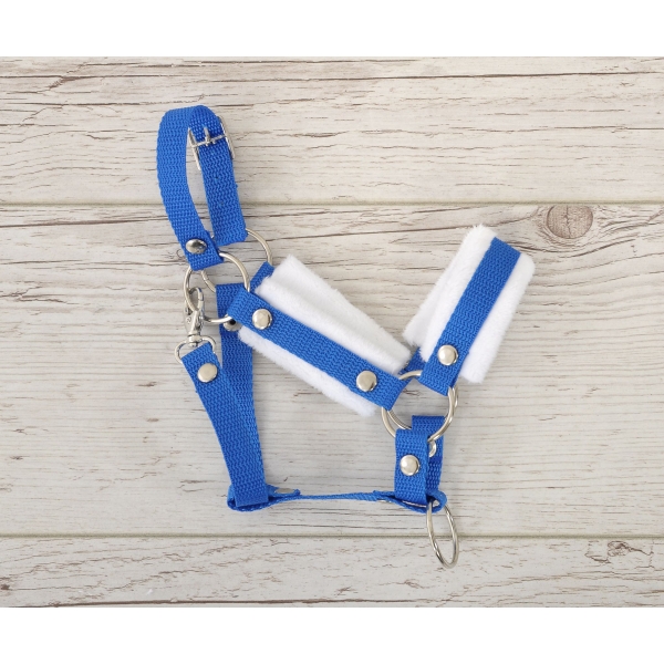 Halster voor Stokpaardje Hobby Horse Blauw met witte Bont
