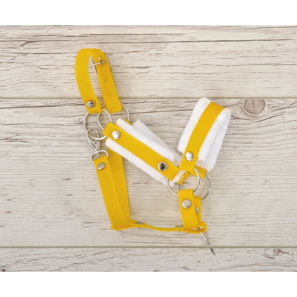 Halster voor Stokpaardje Hobby Horse Geel met witte Bont