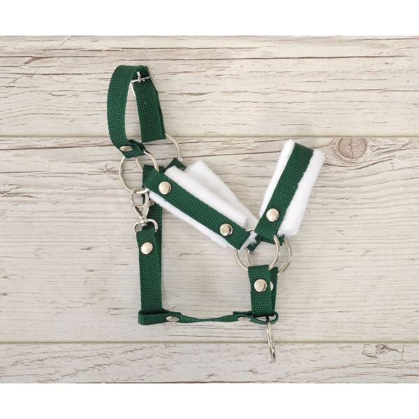 Halster voor Stokpaardje Hobby Horse Khaki met witte Bont