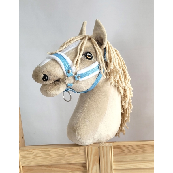 Halster voor Stokpaardje Hobby Horse Lichtblauw met witte Bont