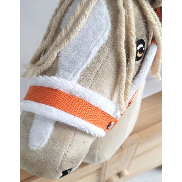 Halster voor Stokpaardje Hobby Horse Oranje met witte Bont