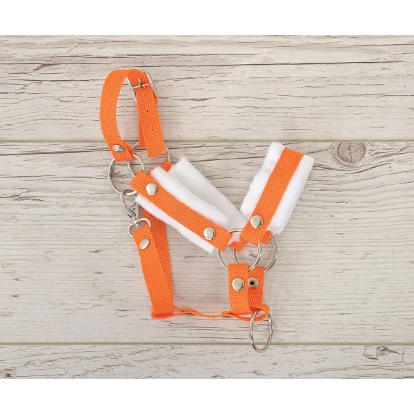 Halster voor Stokpaardje Hobby Horse Oranje met witte Bont