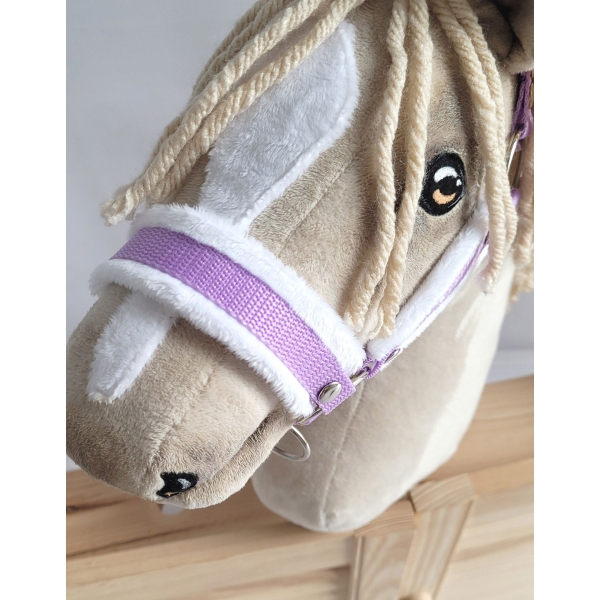 Halster voor Stokpaardje Hobby Horse Purper met witte Bont