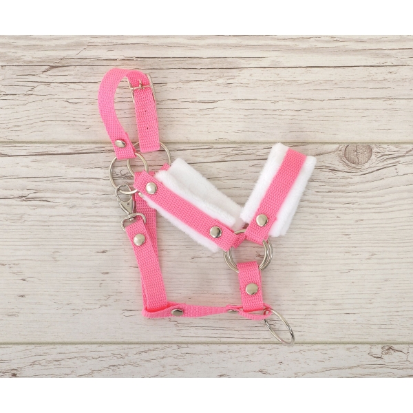 Halster voor Stokpaardje Hobby Horse Roze met witte Bont