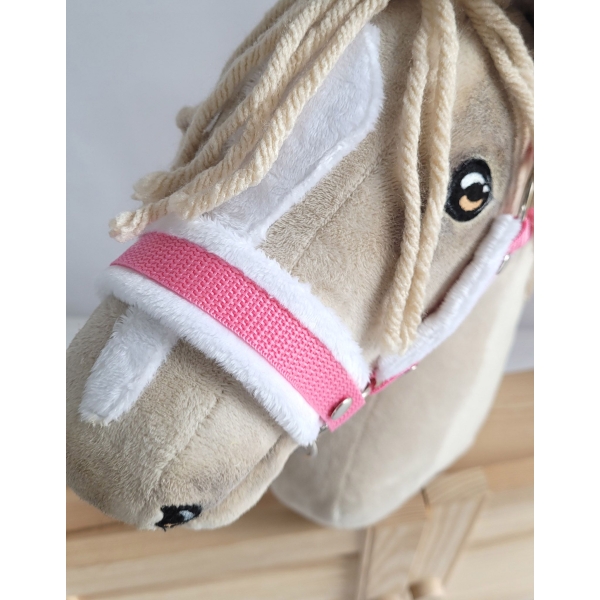 Halster voor Stokpaardje Hobby Horse Roze met witte Bont