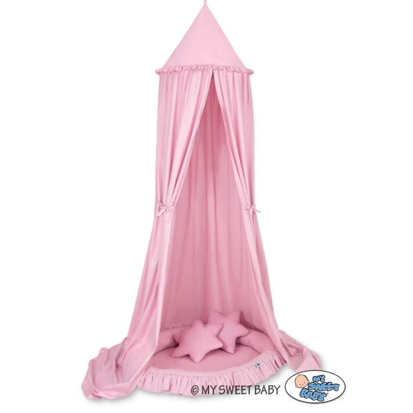 Hangende Klamboe + Nest met Volant + Kussens Roze Voor Meisjes