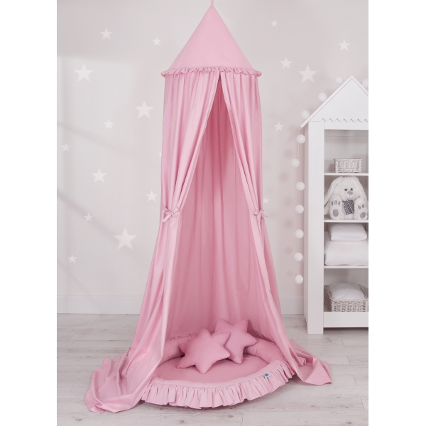 Hangende Klamboe + Nest met Volant + Kussens Roze Voor Meisjes