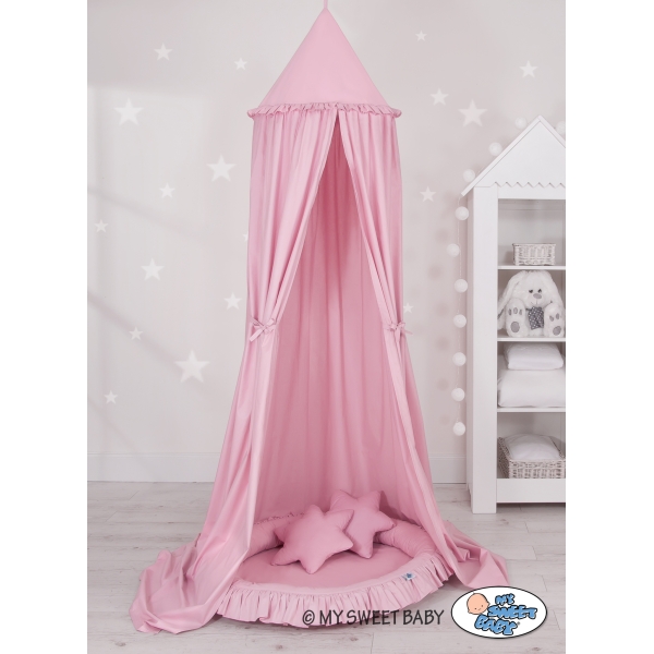 Hangende Klamboe + Nest met Volant + Kussens Roze Voor Meisjes