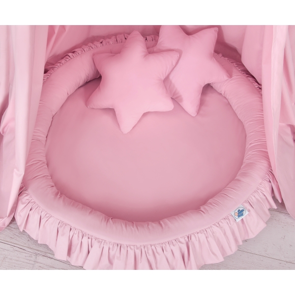 Hangende Klamboe + Nest met Volant + Kussens Roze Voor Meisjes