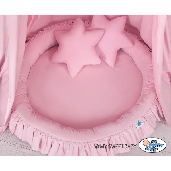 Hangende Klamboe + Nest met Volant + Kussens Roze Voor Meisjes
