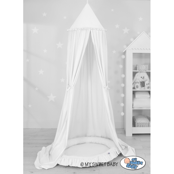 Hangende Luifel met Nest met Volant  voor Kinderkamer Wit