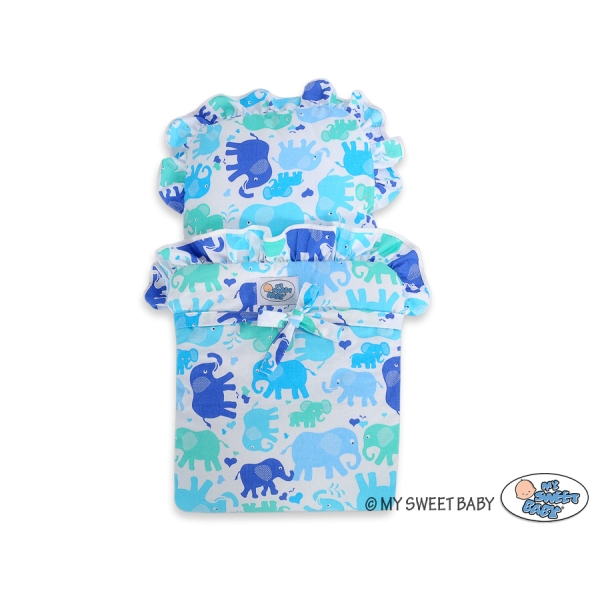 Houten Poppenwagen met Dekentje Mint Wit