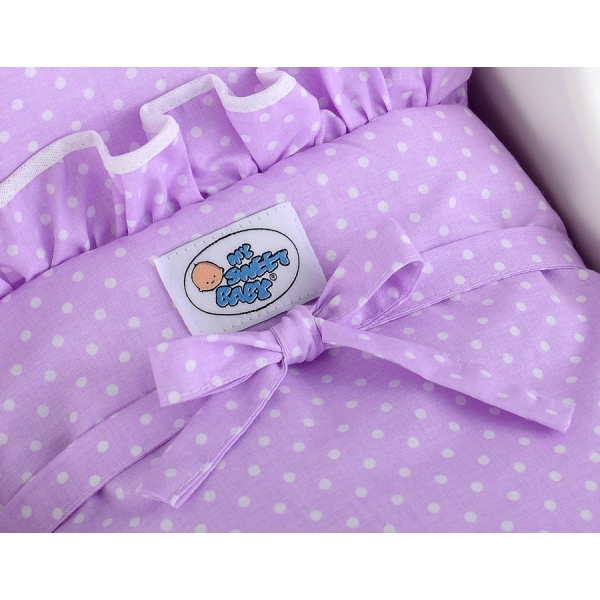 Houten Poppenwagen met Dekentje Wit Purper