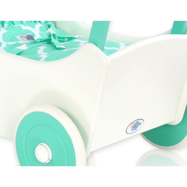 Houten Poppenwagen Mint Wit