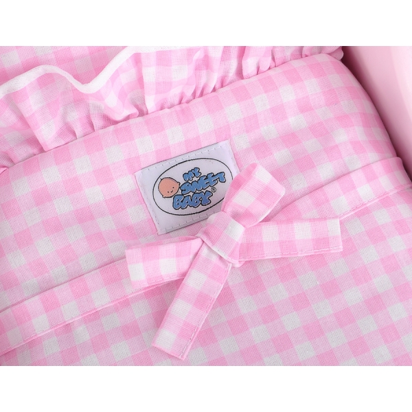Houten Poppenwagen Roze Wit