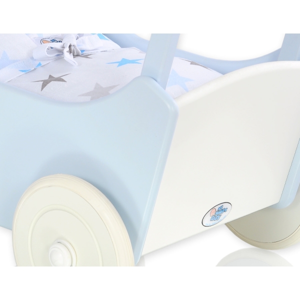 Houten Poppenwagen Wit Blauw