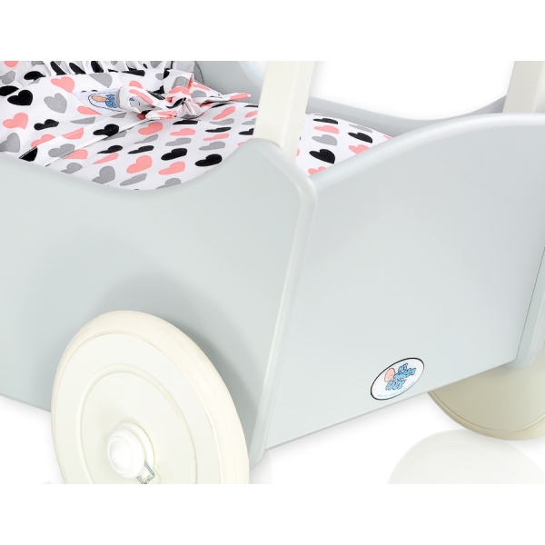 Houten Poppenwagen Wit Grijs