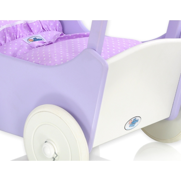Houten Poppenwagen Wit Purper
