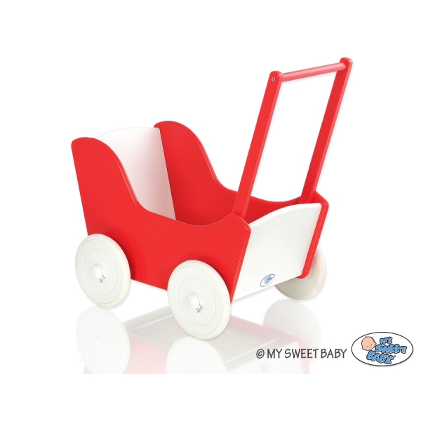 Houten Poppenwagen Wit Rood