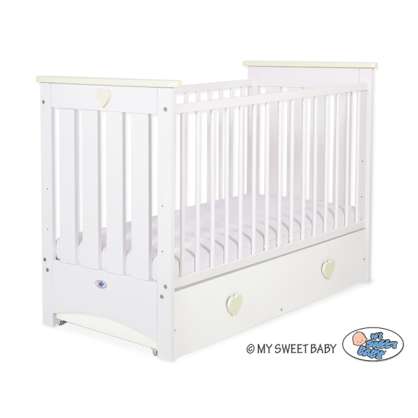 Kinderbed 120x60 cm met Lade - Lorenzo III MAXI Ivoor Wit