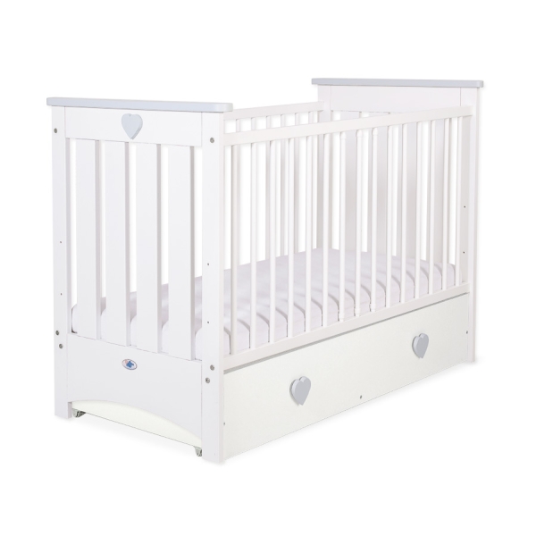 Kinderbed 120x60 cm met Lade - Lorenzo III MAXI Wit Grijs