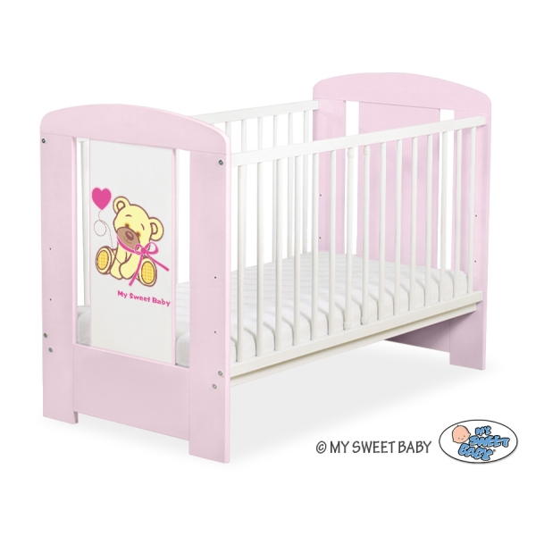 Kinderbed 120x60 cm - Tedy Bear with bow Roze Bear With Bow