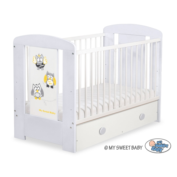 Kinderbed met Lade 120x60 cm - Owls Bigi Zibi & Adele MAXI Gelukkige Uilen
