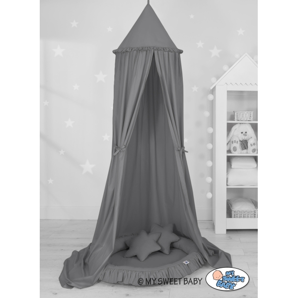 Klamboe met Nest met Volant + Kussens Antraciet voor Babykamer
