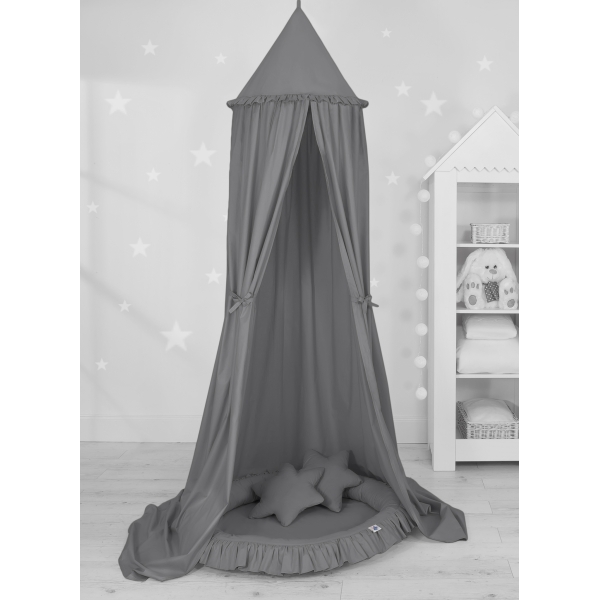 Klamboe met Nest met Volant + Kussens Antraciet voor Babykamer