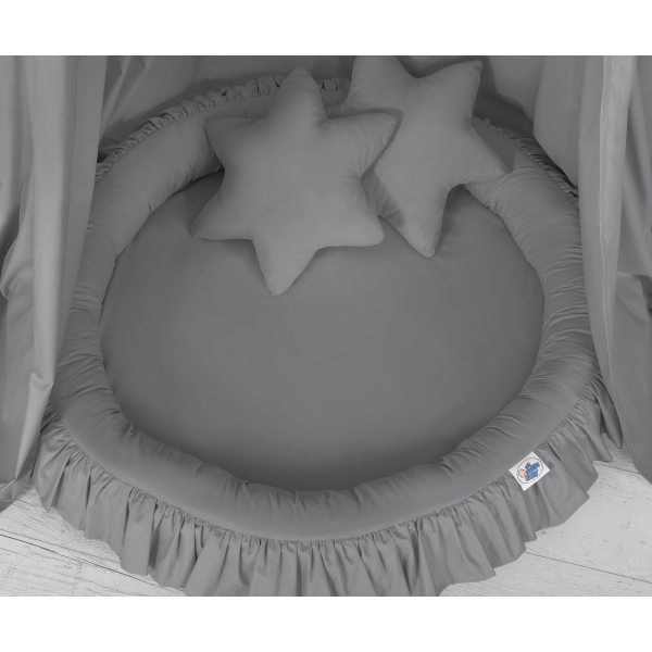 Klamboe met Nest met Volant + Kussens Antraciet voor Babykamer