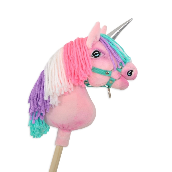 Kleine eenhoorn  stok Roze met Roze manen