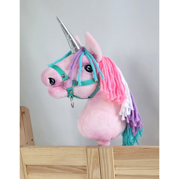 Kleine eenhoorn  stok Roze met Roze manen