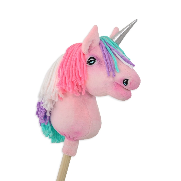 Kleine eenhoorn  stok Roze met Roze manen