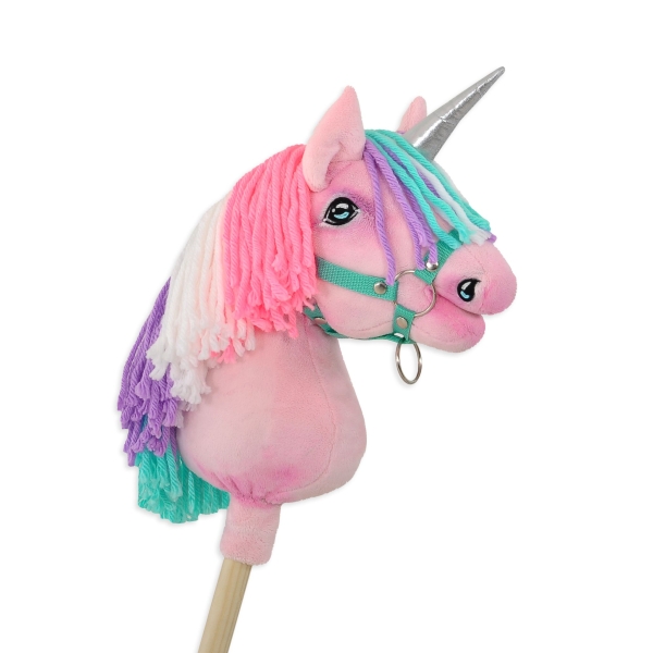 Kleine eenhoorn  stok Roze met Roze manen