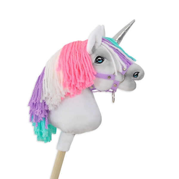 Kleine eenhoorn  stok Wit met Roze manen