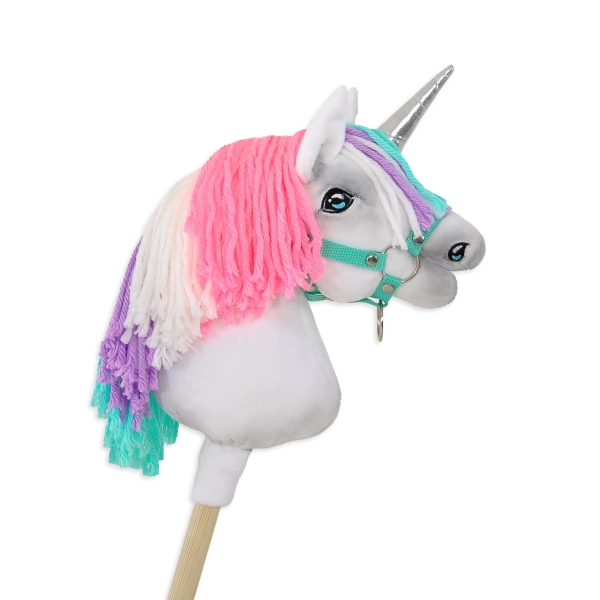 Kleine eenhoorn  stok Wit met Roze manen