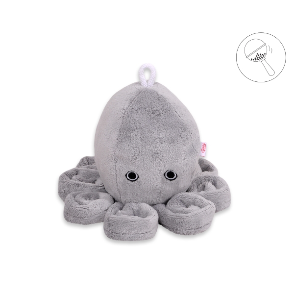Knuffelige Octopus met Rammelaar Grijs