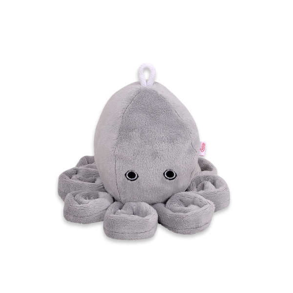 Knuffelige Octopus met Rammelaar Grijs