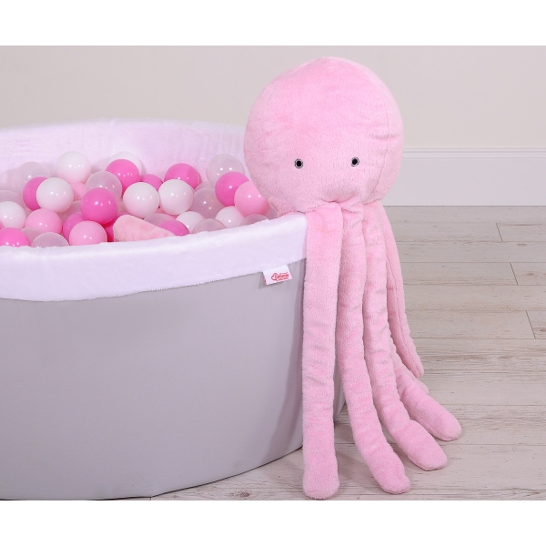 Knuffelige Octopus met Rammelaar Roze