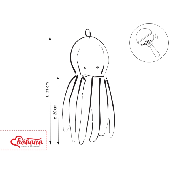 Knuffelige Octopus met Rammelaar Stofroze