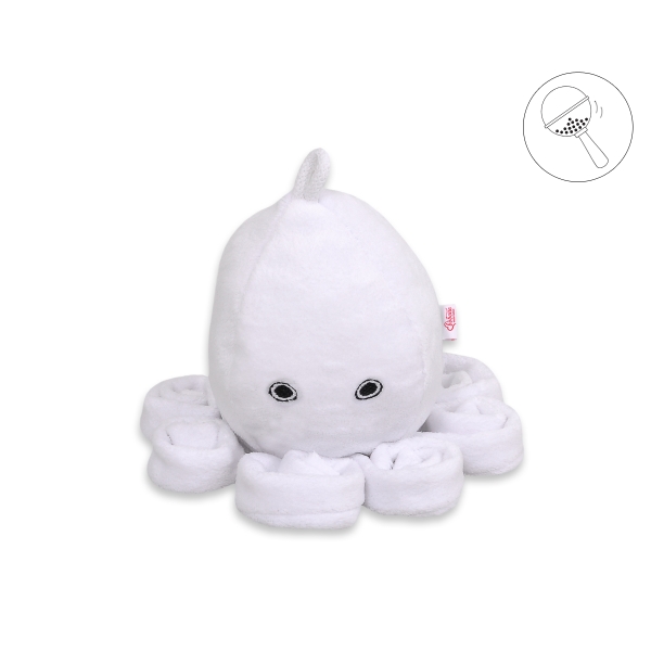 Knuffelige Octopus met Rammelaar Wit
