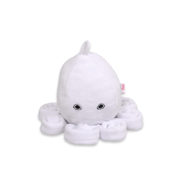Knuffelige Octopus met Rammelaar Wit