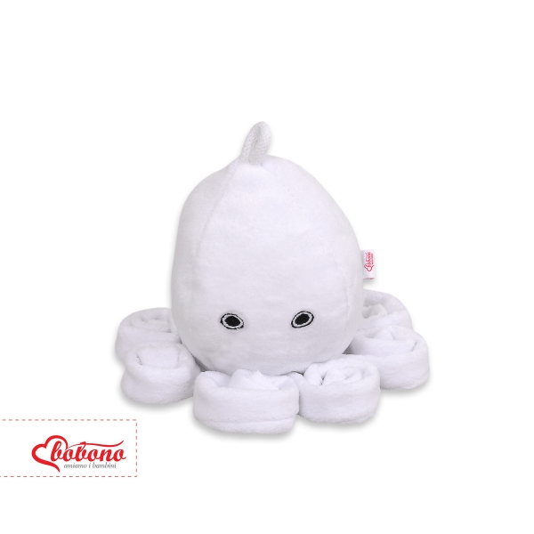 Knuffelige Octopus met Rammelaar Wit
