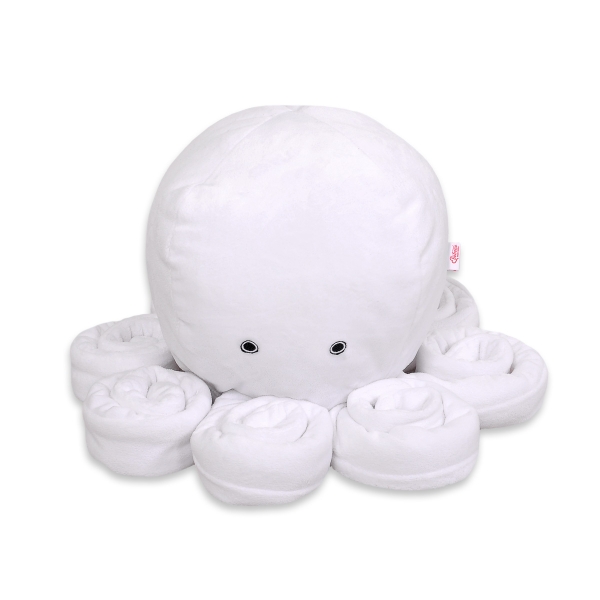 Knuffelige Octopus met Rammelaar Wit