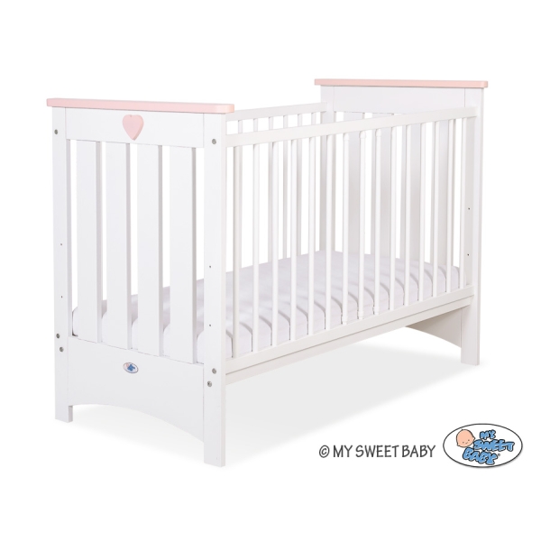 Ledikant 120x60 cm - Lorenzo III Wit Pastelroze