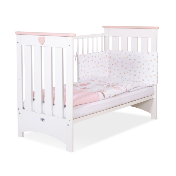 Ledikant 120x60 cm - Lorenzo III Wit Pastelroze