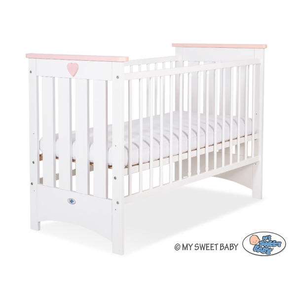 Ledikant 120x60 cm - Lorenzo III Wit Pastelroze