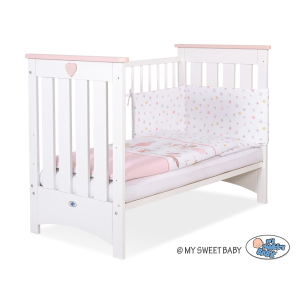 Ledikant 120x60 cm - Lorenzo III Wit Pastelroze